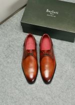 Berluti Brown calfskin Leather Shoes-Berluti Man Business Leather Shoes